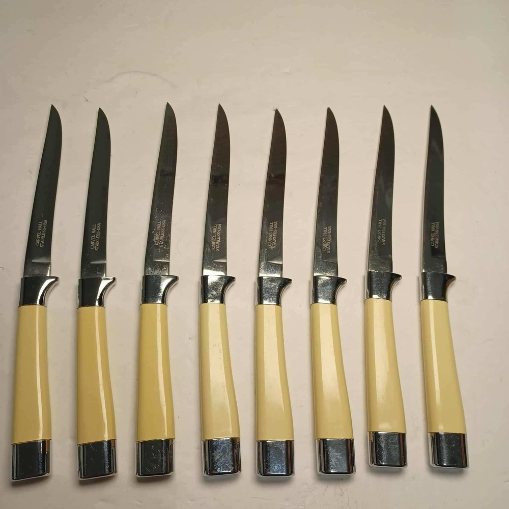 Vintage Carvel‎ Hall Stainless USA Steak Knives Set of 8 Dinner Knives MCM